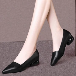 Female Fashion Sweet High Quality Plaid Pattern Black Pu Leather Slip on High Heel Shoes Office & Party Pumps