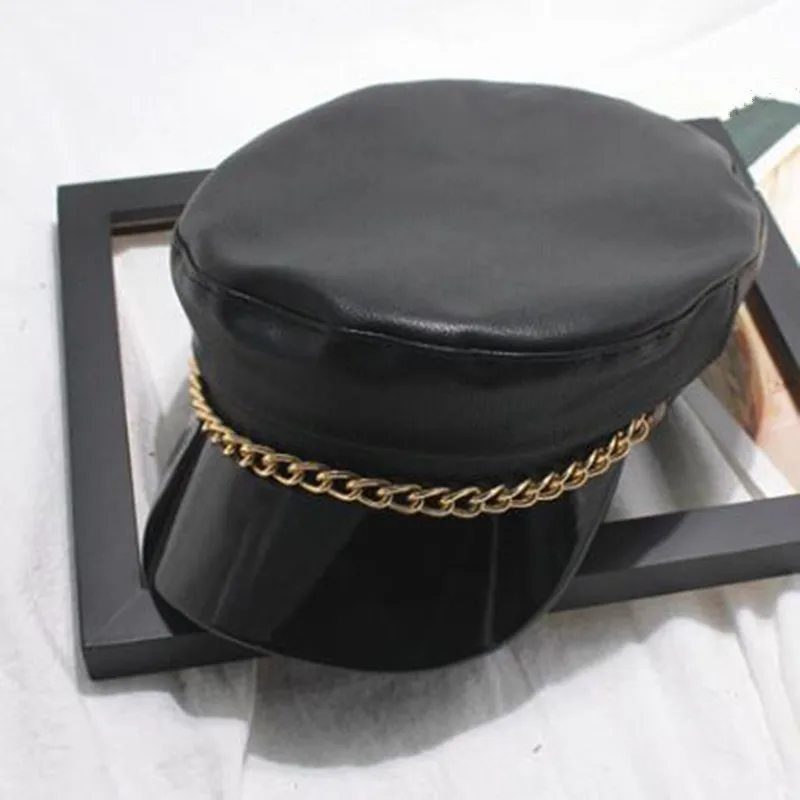 1 шт. Женская искусственная кожа Beanie BERET Военная Кепка французская плоская шляпа модная кепка BBB0702