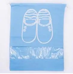 blue 10PCS Waterproof Shoes Bag Travel Portable Shoe Storage Bag Organize Tote Drawstring Bag Dolap Organizer Non-Woven Organizador - Цвет: blue