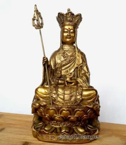 Превосходная Античная бронзовая статуэтка Ksitigarbha Bodhisattva высотой 8 дюймов | Дом и