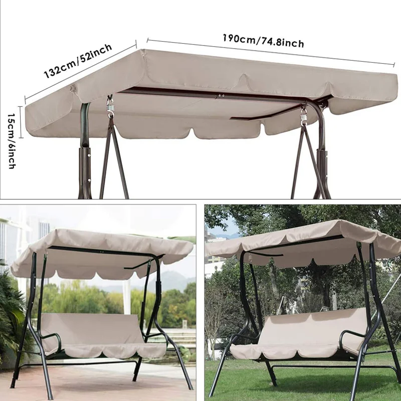 3 Seat Swing Canopies Seat Cushion Cover Set Patio Swing Chair Hammock