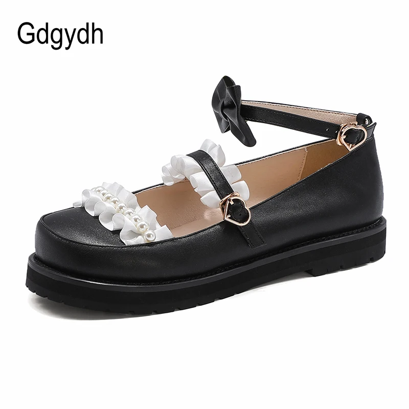 

Gdgydh 2020 Sweet Students Uniform Lolita Shoes Women Low Heels Platform Shoes Fashion Students Single Shoes Round Toe Lacing