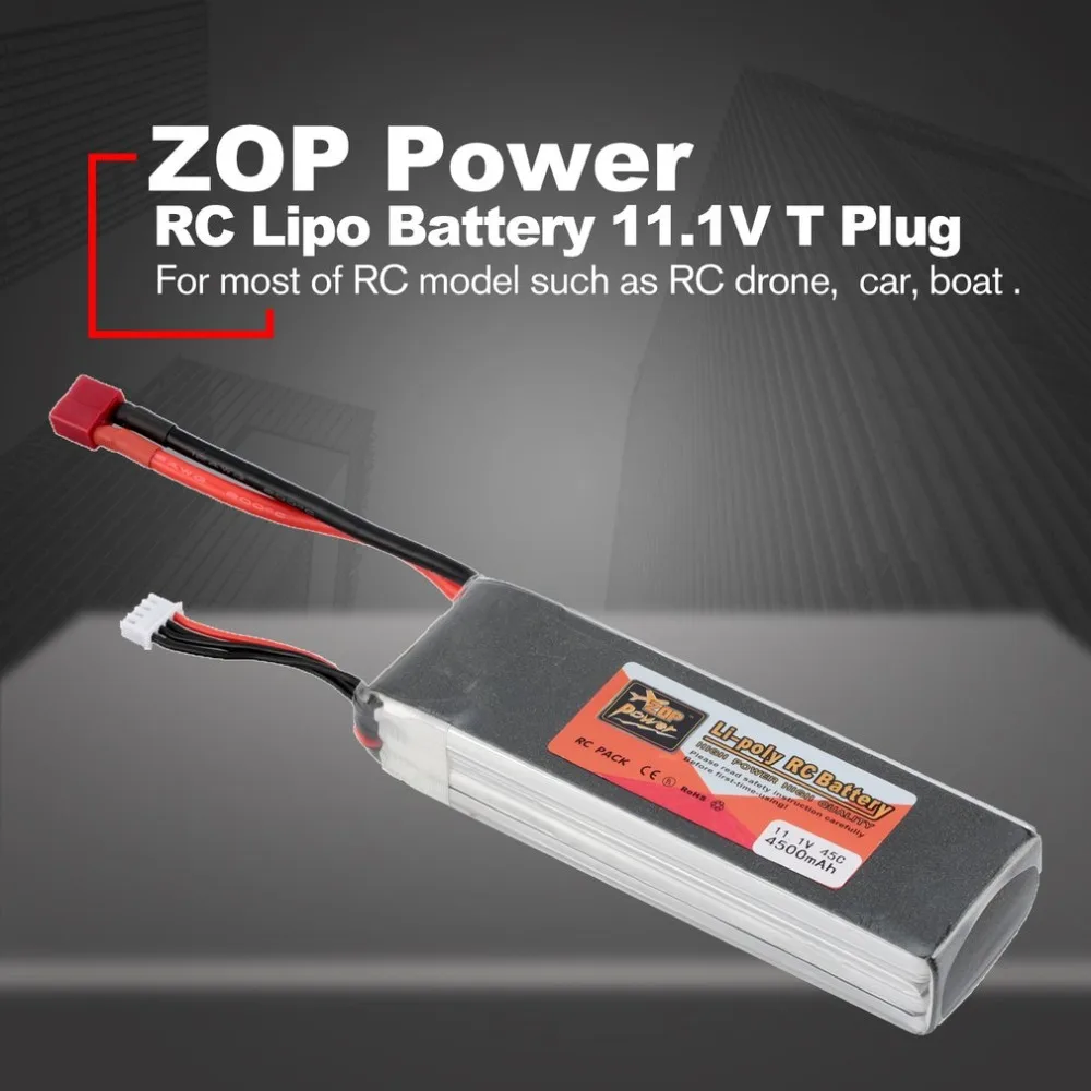 ZOP мощность 11,1 V 4500mAh 45C 3S 1P Lipo батарея T вилка перезаряжаемая для RC гоночный Дрон Квадрокоптер вертолет автомобиль Лодка