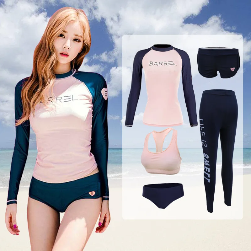 

South Korea Swimwear Women's Long-sleeved Swimsuit Women's Diving Suit Sun-resistant Jellyfish Clothing Trousers Split Type Surf