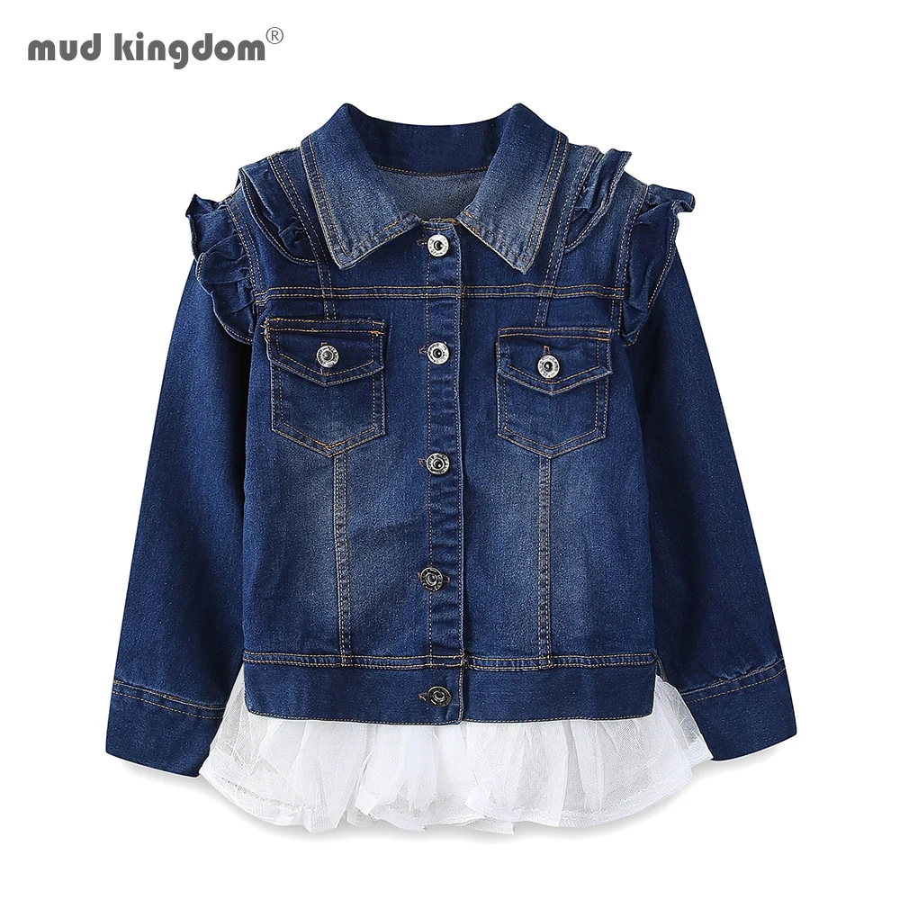 Джинсовая куртка для девочек с отложным воротником длинным рукавом|girls denim jacket|denim