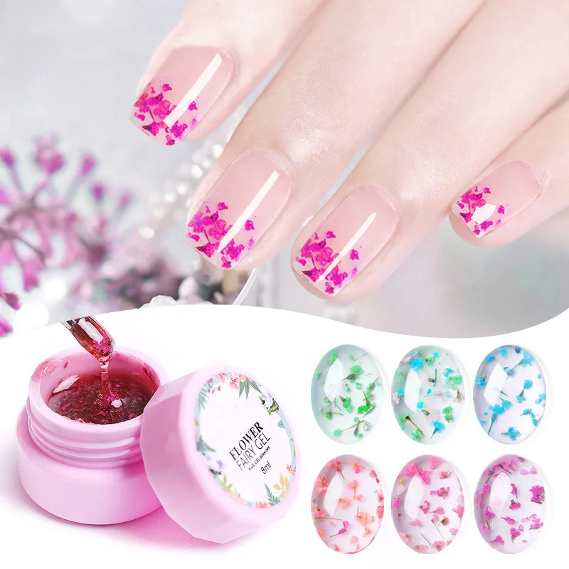

Dry Flowers Nail Gel Polish DIY Floral UV Gel Varnish Soak Off Manicure Nail Art H7JP
