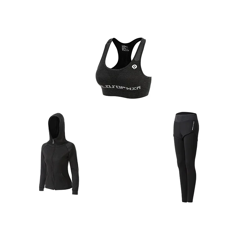 dark gray 3 pieces Набор для йоги Женская одежда для фитнеса спортивная женская спортивная одежда леггинсы для спортзала мягкий пуш-ап спортивный бюстгальтер брюки толстовка куртка спортивные костюмы - Цвет: dark gray 3 pieces
