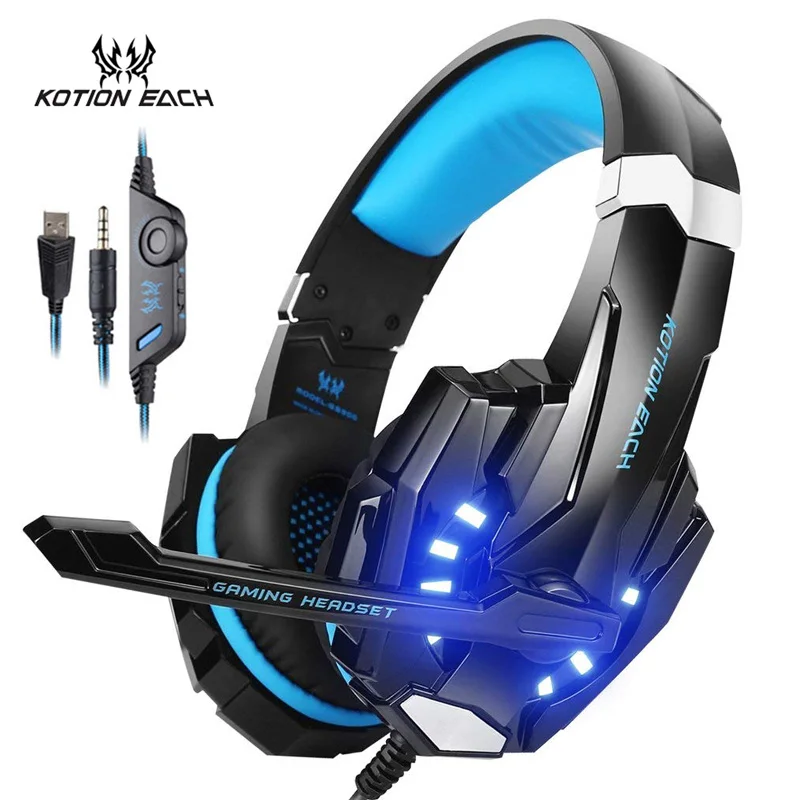 KOTION EACH G9000 3 5 мм USB игровая гарнитура светящиеся басы с микрофоном светодиодный