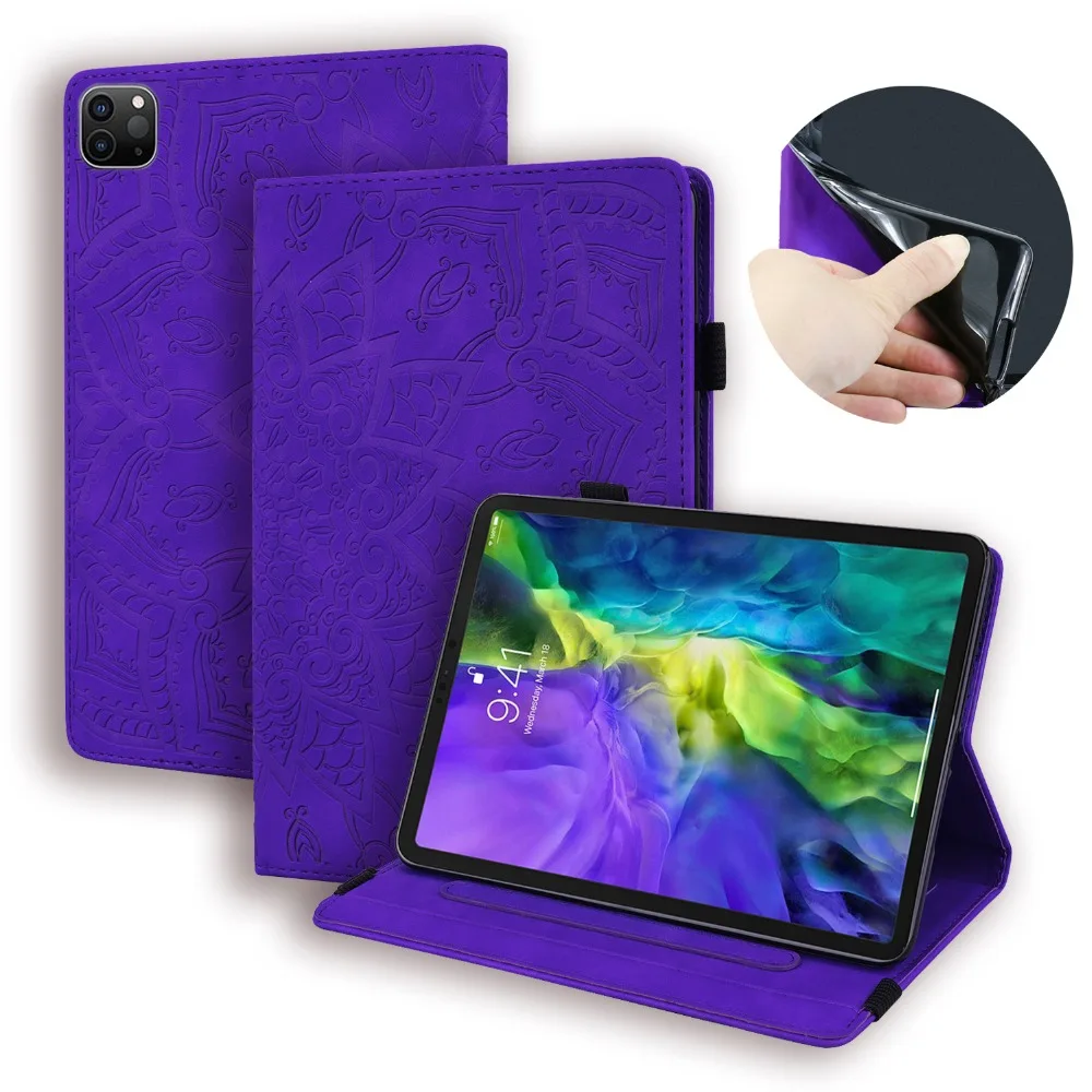 Flower Embossed Tablet Cover For iPad Pro 2020 Case 12 9 4th Generation Tablet Cover Fold