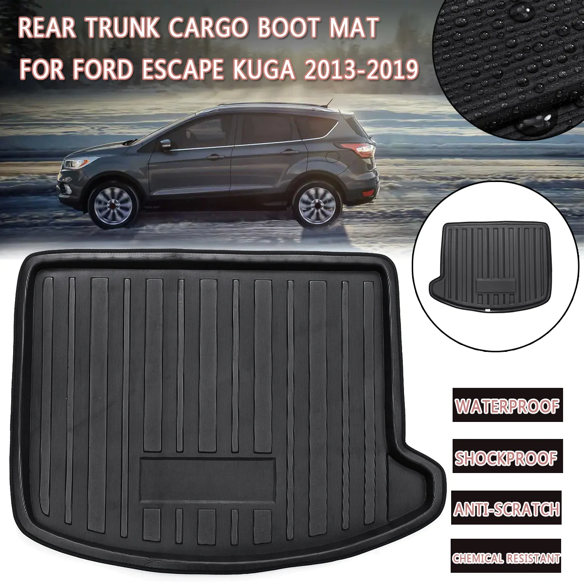 Fit For Ford Escape Kuga 2013 Boot Mat Rear Trunk Liner Cargo Floor Tray Carpet
