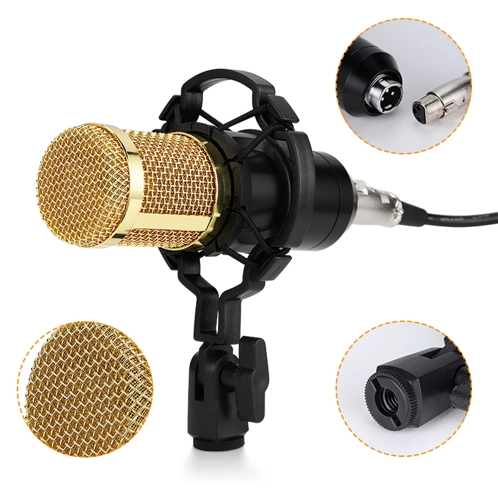BM800 Professional Studio Microphone Condenser Audio Wired Microphone For Radio Braodcasting Singing Mic Holder 5