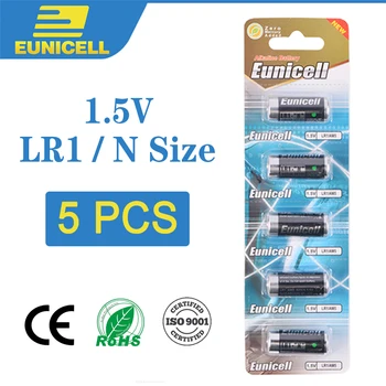 

EUNICELL 5PCS 1.5V LR1 AM5 E90 AM5 MN9100 N Size Alkaline Primary and Dry Battery for MP3 Walkman, Players, Speaker, Bluetooth