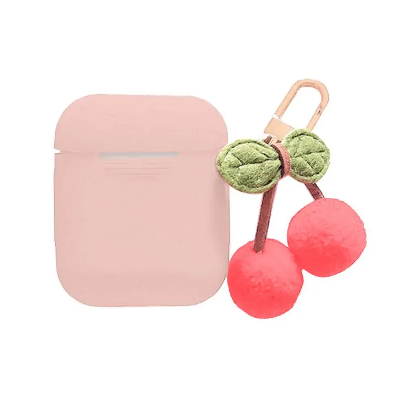 

Silicone Earphone Cover Protective Case with Cute Cherry Keychain for Airpods 2