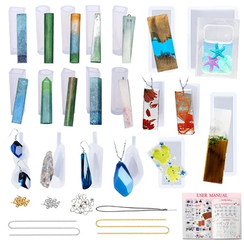 

54pcs Cabochon earring necklace Pendant Resin Silicone Molds Pack for jewelry making