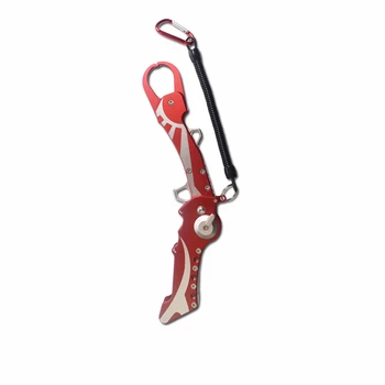 

New Foldable Top Grade Aviation Aluminum Fish Gripper Grip Fish Lip Grabber Fishing Tool Red color