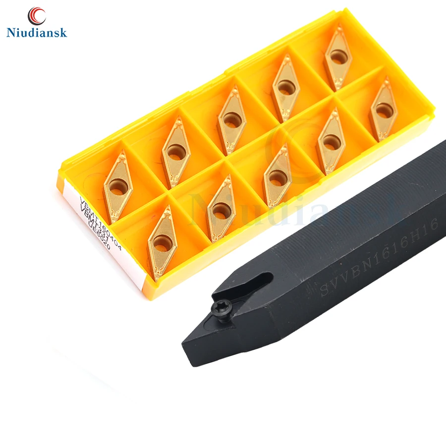 10pcs VBGT1604 VBMT1604 Carbide Inserts SVVBN1616H16 SVVBN2020K16 SVVBN2525M16 External Turning Tool Holder CNC Lathe Tools Suit |