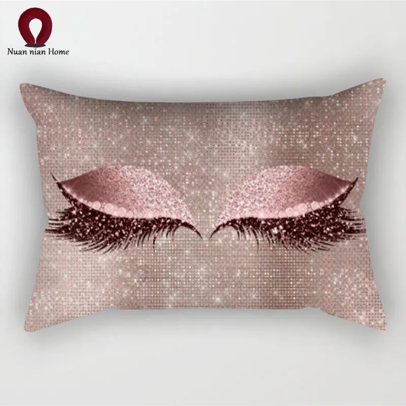 Eyelash Pillow Case 45x45cm Indoor Pink Household Items 1PC Flower Polyester | Дом и сад