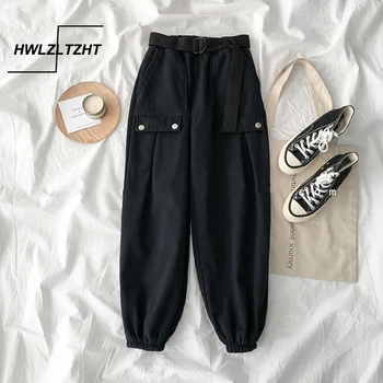 

Winter High Waist Pants Loose Joggers Women Cashmere Harem Camo Pants Streetwear Punk Black Cargo Pants Women Capris Trousers