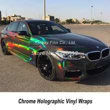 Highest quality Chrome Holographic wrapping film Vinyl Wrap silver black hologram chromium wrapping film low initial tack glue
