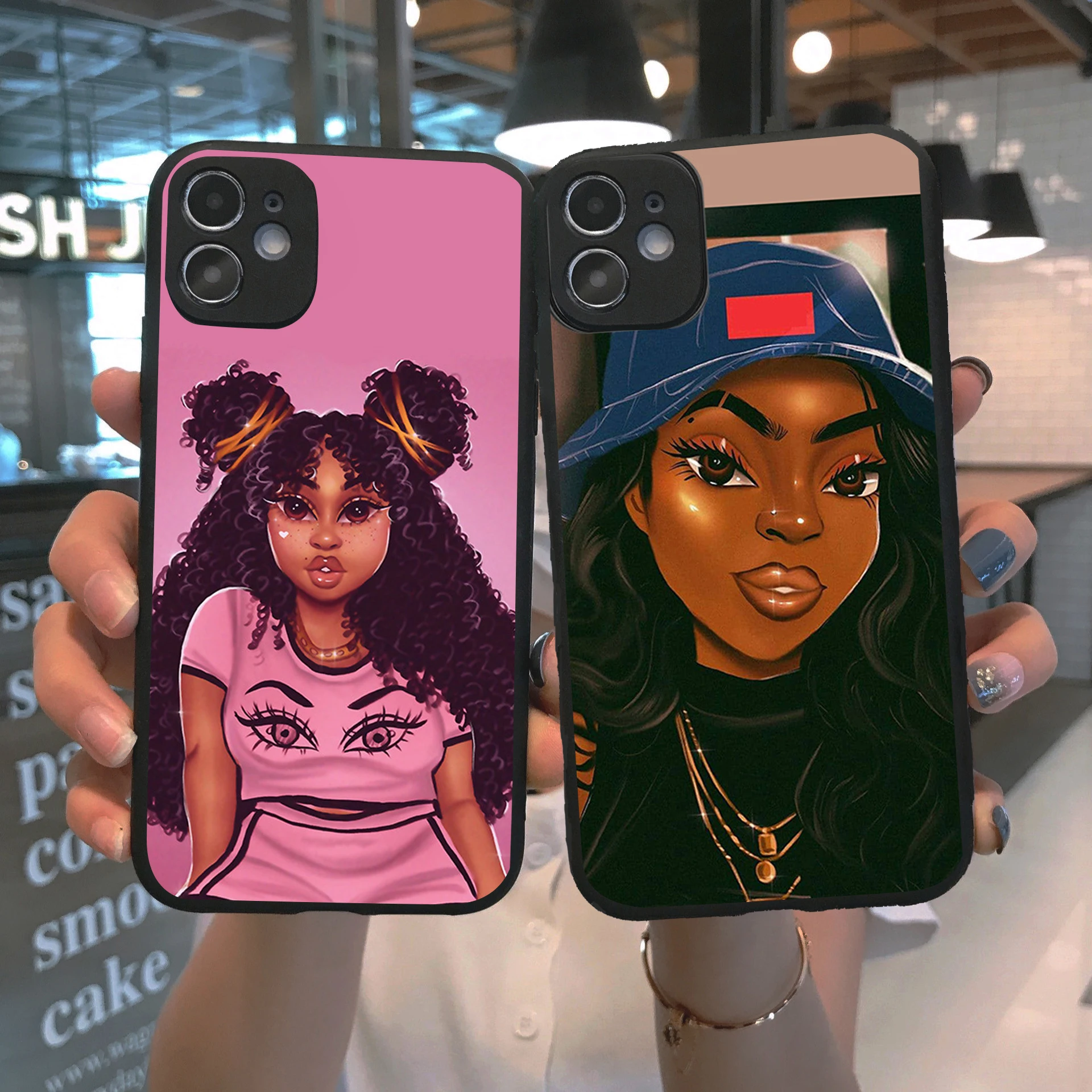 

PUNQZ Afro Black Girl Magic Melanin Poppin Art phone Case For Samsung A50 A70 A30 S20 PLUS S11 S10 S9 S8 A7 2018 Soft TPU Cover