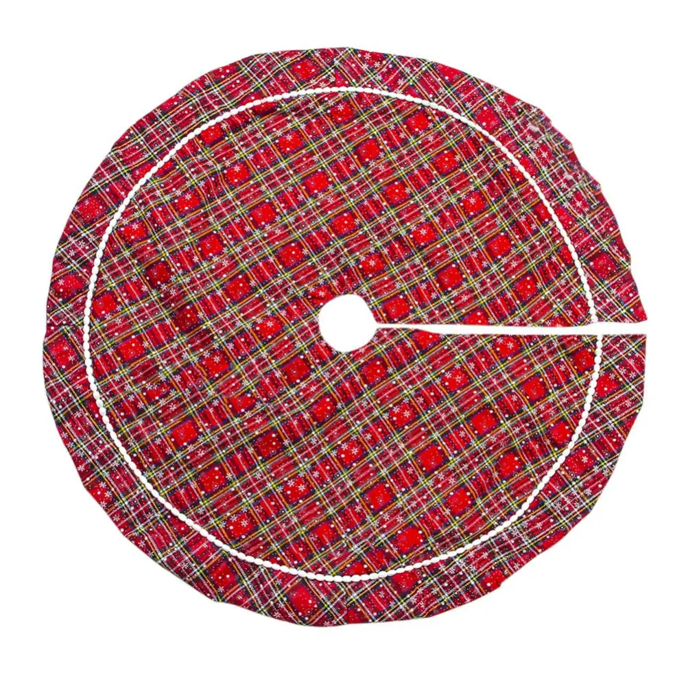 

100cm New Plaid Christmas Tree Skirt Tree Skirt Xmas for Holiday Christmas Decorations