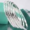 5Pcs/set 925 Silver Plated Carving Pattern Women Smart Bracelets Bangle Gift 3