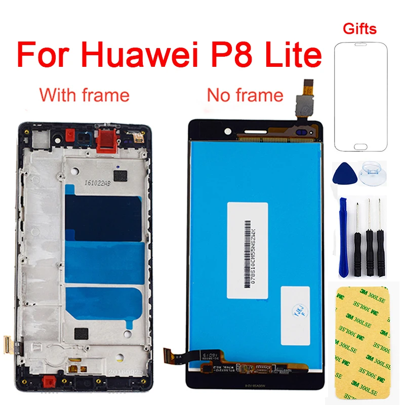 Дешево ЖК дисплей для huawei P8 Lite ЖК дисплей сенсорный ALE L04 L21 ЖК дисплей Экран дисплея Панель + Сенсорный экран планшета Сенсор Стекло сборка Рамка