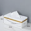 European Style Marble Pattern Paper Box Resin Material Tissue Box Simple Living Room Coffee Table Creative Napkin Paper Box 5