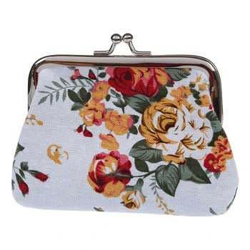 

Canvas Hasp Purse Key Coin Wallet Bag(white)