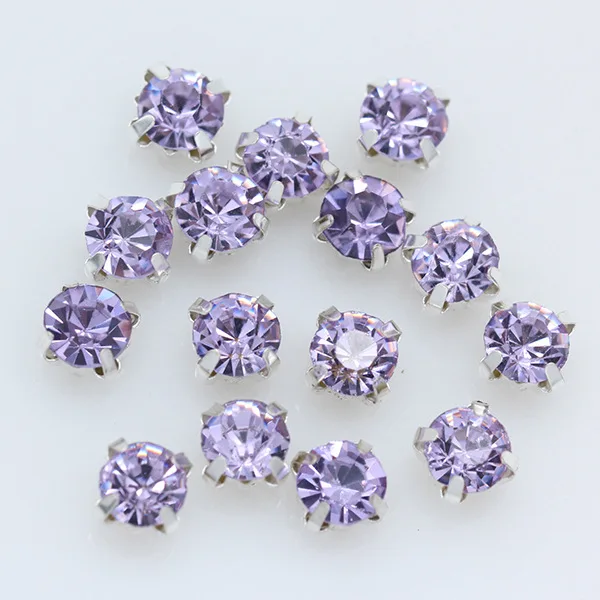 3mm-8mm Claw Cup Crystals Strass Flatback Round Stones Non Hotfix Silver Base Sew On Rhinestones For Clothes DIY Needlework Gems tanzanite