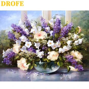 

DROFE DIY Frame Painting By Numbers modern mural acrylic pigment unique home decoration hand painted gift 40x50cm White peonies
