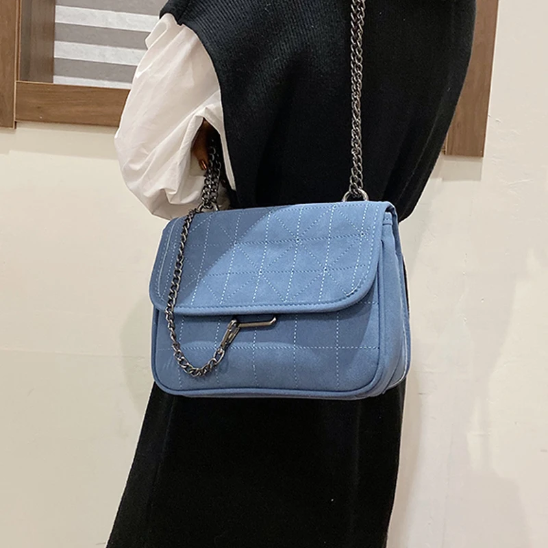 

Women's retro leather matte crossbody bag 2019 new chain small shoulder Messenger bag female solid color handbag