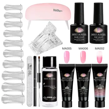 

MEET ACROSS Poly UV Gel Nail Kit 20ml Quick Building Poly UV Gel Nail Polish For Nail Extensions Acrylic Gel Polish Nail Art