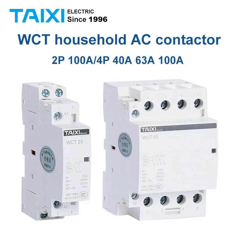 

WCT household AC contactor 2P 100A 1NO 1NC 2NO 2NC/4P 40A 63A 100A 2NO 2NC 4NO 4NC