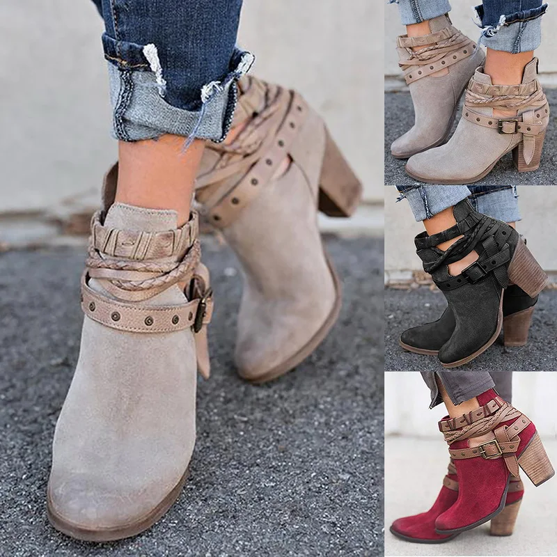 MoneRffi/Новинка года; ботинки в байкерском стиле с пряжкой; женские ботильоны в британском стиле; ботильоны на низком каблуке в стиле панк; зимняя женская обувь размера плюс