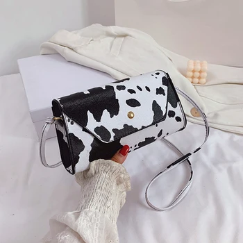 

Popular Simple Female Daily Bag Fashion Women Cow Printed Shoulder Bag PU Female Small Daily Crossbody Handbag