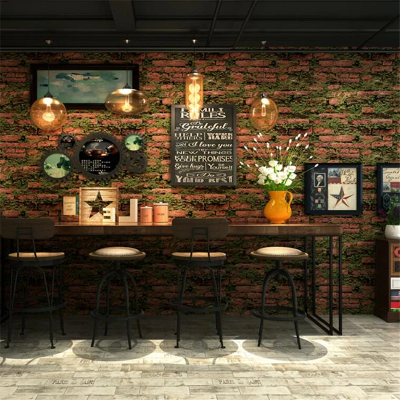 wellyu 3D personality imitation flowers and plants bricks three-dimensional retro nostalgic haircut clothing store wallpaper |