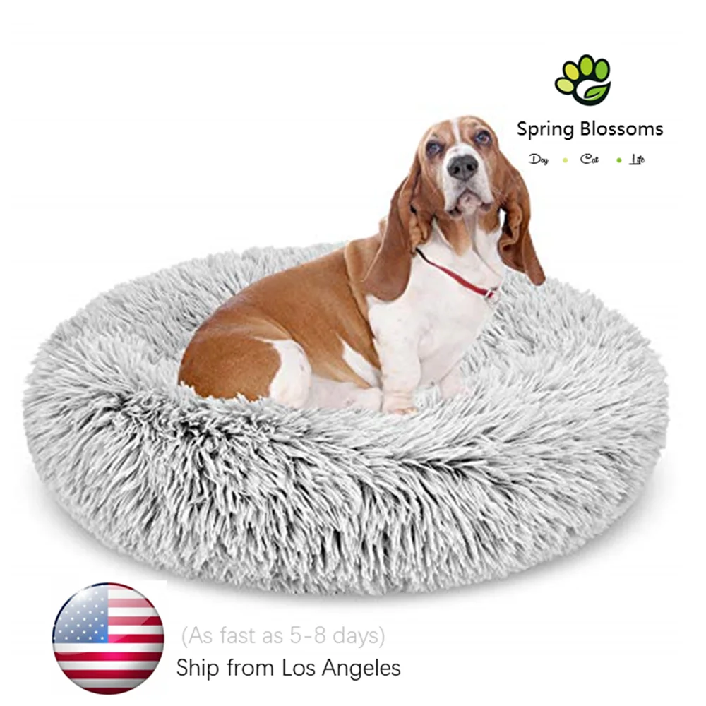 Round Cat Beds Super Soft Warm Long Plush Dog Bed Winter Doughnut Sleeping Mat Pet Sofa For Large Cat-United State | Дом и сад