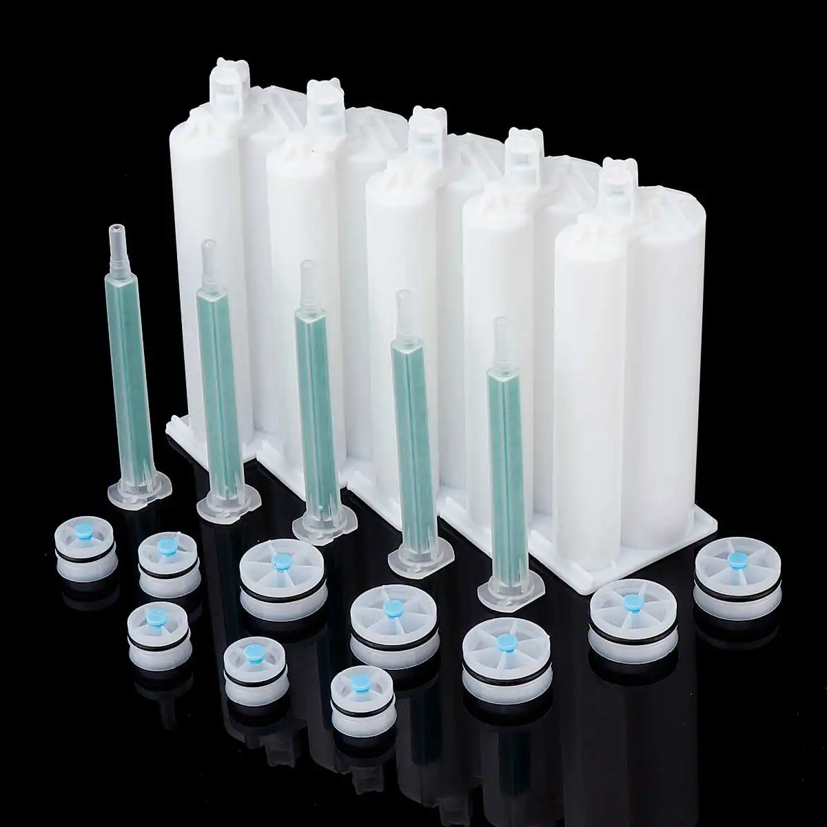

5Pcs/Set 50ml 2:1 Ratio Dual-Barrel Empty Cartridge AB Glue Tube with Mixing Tube for Adhesive Dispensing Glue G un