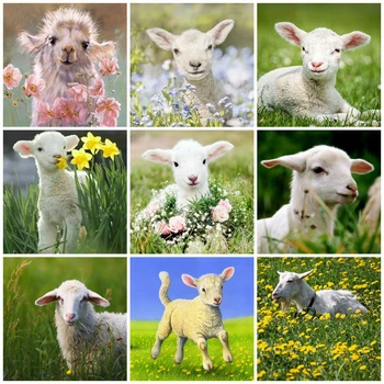 

EverShine DIY 5D Diamond Embroidery Animals Cross Stitch Diamond Painting Full Square Sheep Picture Of Rhinestones Wall Decor