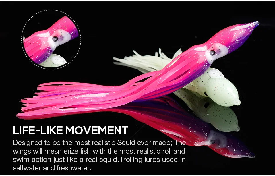 TREHOOK 5pcsLot 15cm Luminous Squid Skirts Soft Lure Big Octopus Sea Fishing Lures Wobblers Silicone Bait For Fishing Jig Head 012