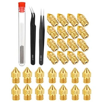 

42 Pieces 3D Printer Accessories Include 30 Pieces Printer Nozzles, 10 Pieces Cleaning Needles and 2 Pieces Tweezers