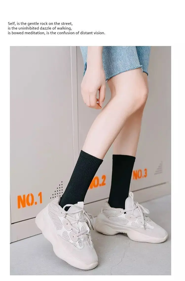 5 Pairs/set Women Socks Soft Fashion Autumn Winter Travel Mid-calf Length Mixed Color Outdoor Sports Striped Daily Elastic Warm crew socks women