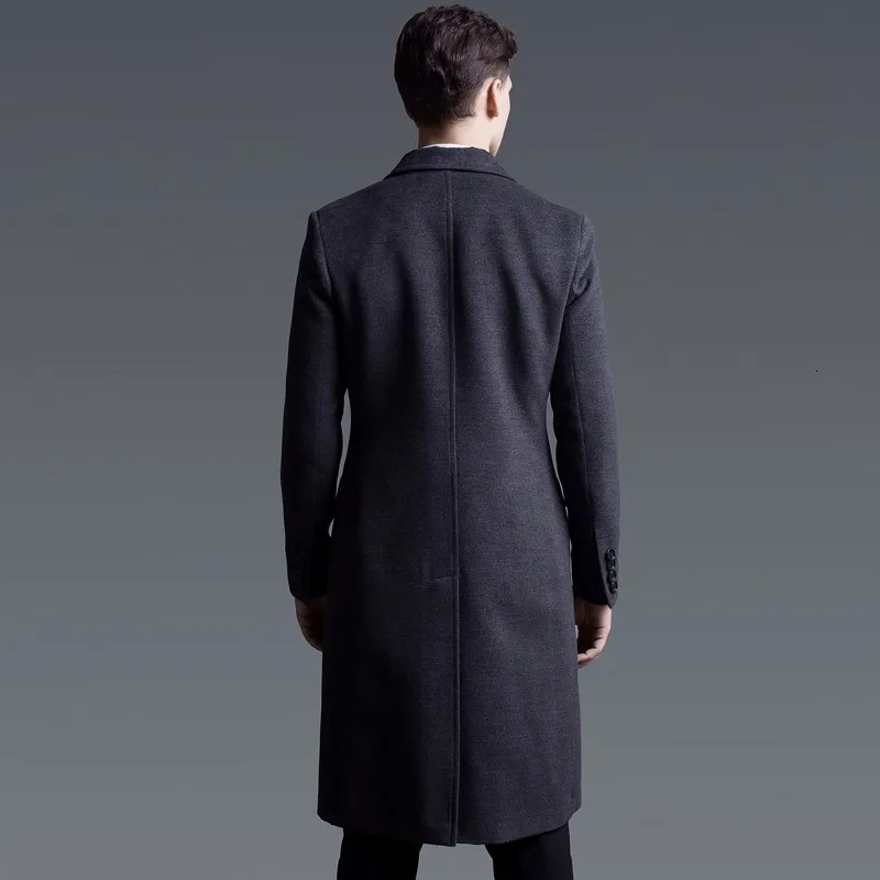 Деловая Мужская Зимняя шерстяная одежда Casaco Masculino, шерстяная верхняя одежда, мужское длинное пальто с карманами, двубортный военный Тренч