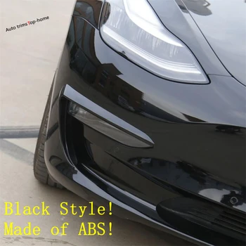 

Yimaautotrims Front Fog Lights Lamp Eyebrow Wind Knife Cover Trim Exterior Fit For Tesla Model 3 2018 2019 2020 ABS Carbon Fiber