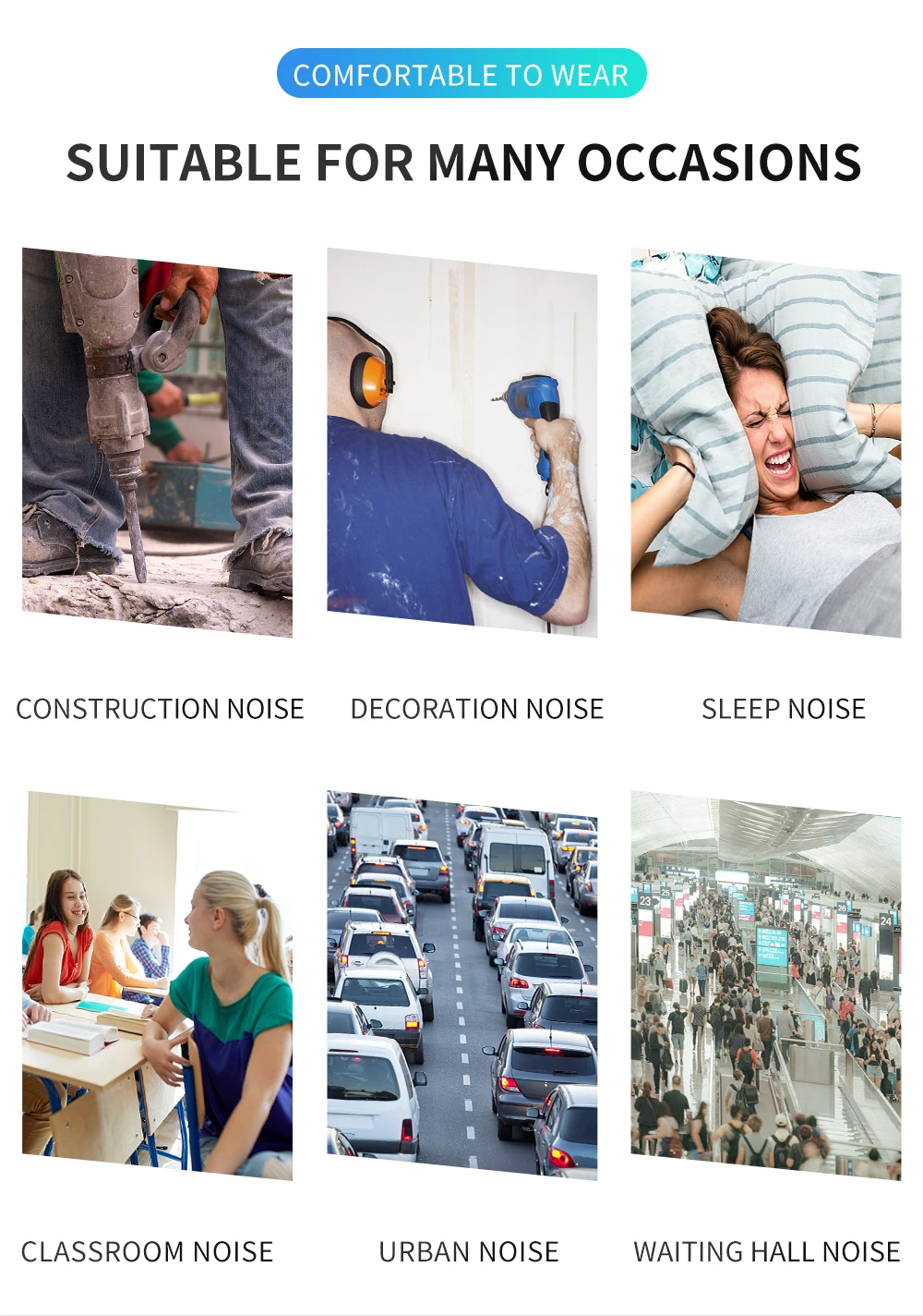 5pairs Box-packed PU Sponge Earplugs Ear Protection Noise Reduction Sound Insulation Sleep Noise Reduction - Famidy.com