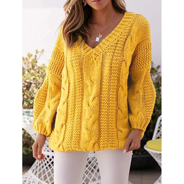 Женский трикотажный свитер с длинным рукавом, Осень-зима, женские свитера s, джемпер, желтый свитер, витой пуловер mujer