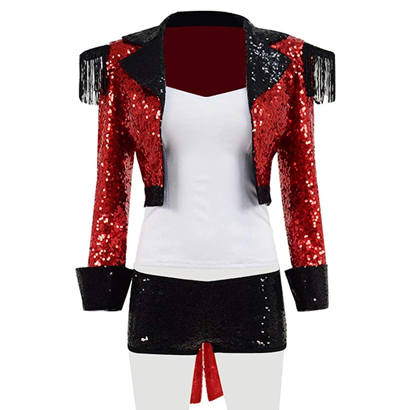 CosDaddy Women Sequin Steampunk Jacket Red Circus Ringmaster Show Outfit Costume AliExpress