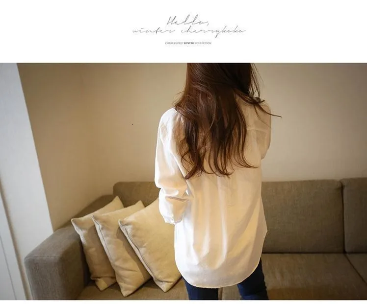 Blusa Feminino весна осень винтажная белая блузка рубашка с длинным рукавом Женские топы футболки Женская сорочка