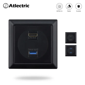 

Atlectric Dual HDMI HD TV USB Data Socket HDMI & USB Data Port Television Computer Wall Socket PC Retro Panel 86Type Outlet